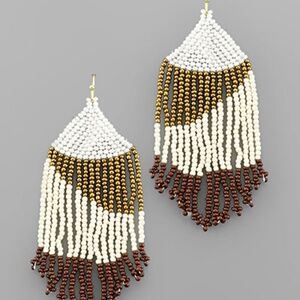 Tassel Beads Triangle Earrings